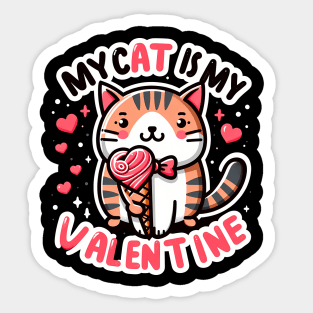 My Cat is My Valentine - Cute Cat with Heart Ice-cream Sticker